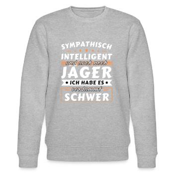 Sympathisch und intelligent - Jäger Edition - Stanley/Stella Unisex Bio-Sweatshirt CHANGER  - Grau meliert - Vorne - Nik (191cm) & Marisol (170cm)