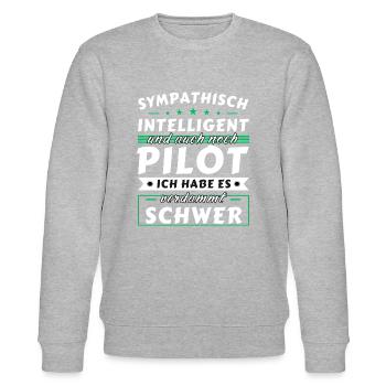 Sympathisch und intelligent - Pilot Edition - Stanley/Stella Unisex Bio-Sweatshirt CHANGER  - Grau meliert - Vorne - Nik (191cm) & Marisol (170cm)