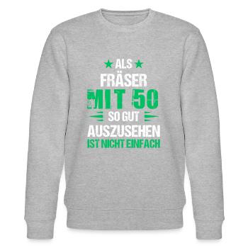 With 50 good-looking router bits - Stanley/Stella CHANGER Unisex Organic Sweatshirt - heather grey - Front - Nik (191cm) & Marisol (170cm)