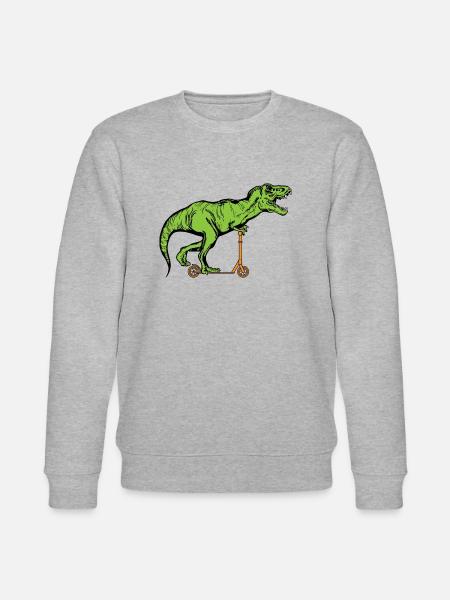 Dinosaur scooter - Stanley/Stella CHANGER Unisex Organic Sweatshirt - heather grey