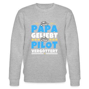 Als Papa geliebt, als Pilot vergöttert - Stanley/Stella Unisex Bio-Sweatshirt CHANGER  - Grau meliert - Vorne - Nik (191cm) & Marisol (170cm)