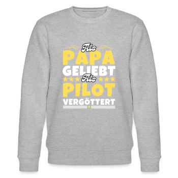 Als Papa geliebt, als Pilot vergöttert - Stanley/Stella Unisex Bio-Sweatshirt CHANGER  - Grau meliert - Vorne - Nik (191cm) & Marisol (170cm)
