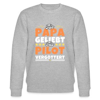 Als Papa geliebt, als Pilot vergöttert - Stanley/Stella Unisex Bio-Sweatshirt CHANGER  - Grau meliert - Vorne - Nik (191cm) & Marisol (170cm)