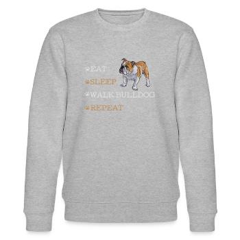 BULLDOGGE SPAZIEREN - Stanley/Stella Unisex Bio-Sweatshirt CHANGER  - Grau meliert - Vorne - Nik (191cm) & Marisol (170cm)
