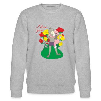 Je t’aime - Sweat bio CHANGER Stanley/Stella Unisexe - gris chiné - Devant - Nik (191cm) & Marisol (170cm)