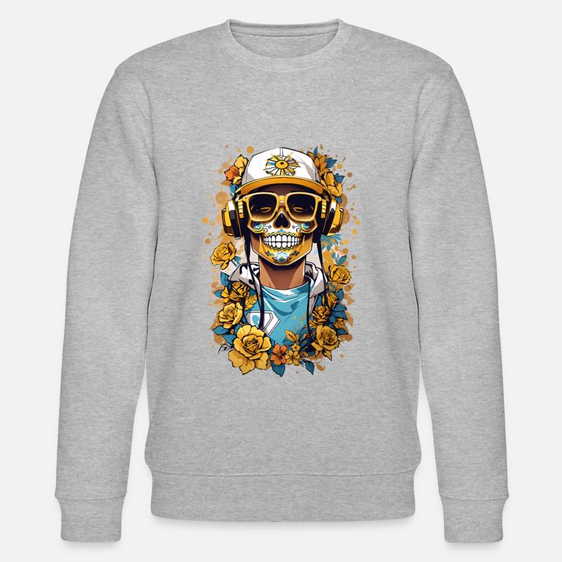 Crâne de sucre doré - Sweat bio CHANGER Stanley/Stella Unisexe - gris chiné