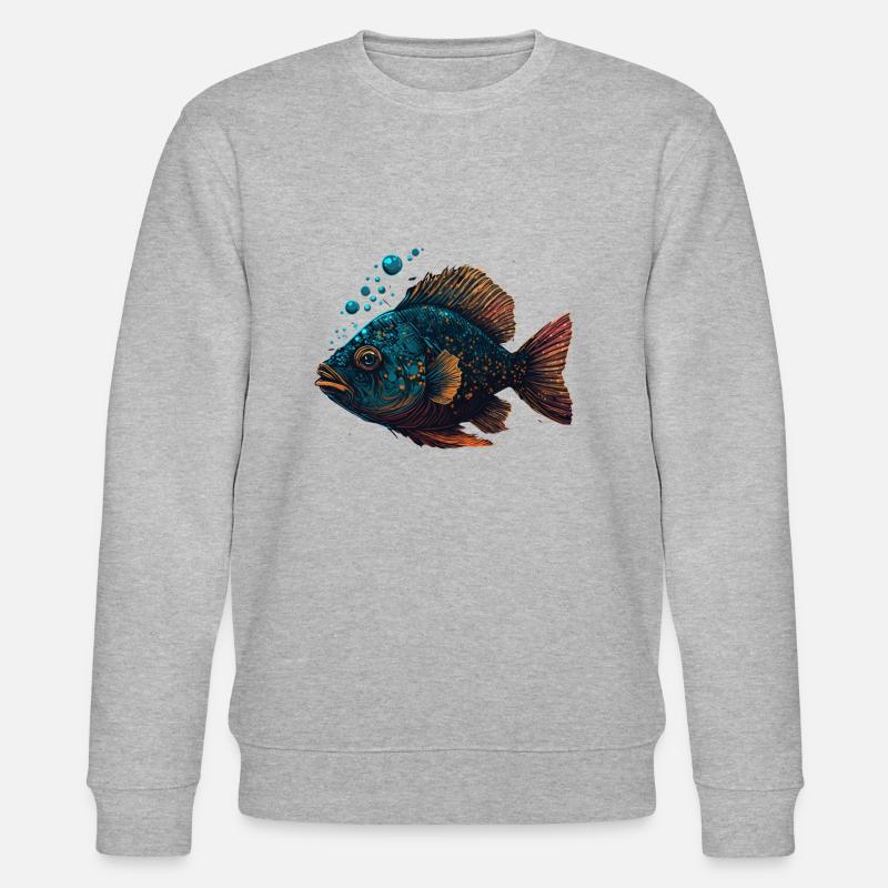 Cool Fish Illustration - Stanley/Stella Unisex Bio-Sweatshirt CHANGER  - Grau meliert