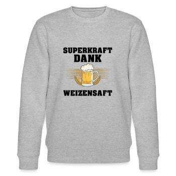 Superkraft Dank Weizensaft Lustiger Bier Spruch - Stanley/Stella Unisex Bio-Sweatshirt CHANGER  - Grau meliert - Vorne - Nik (191cm) & Marisol (170cm)