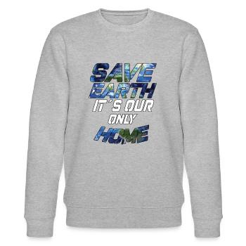 Save Earth It's Our Only Home - Klimawandel - Stanley/Stella Unisex Bio-Sweatshirt CHANGER  - Grau meliert - Vorne - Nik (191cm) & Marisol (170cm)