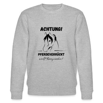Achtung Pferdeverrückt - Stanley/Stella Unisex Bio-Sweatshirt CHANGER  - Grau meliert - Vorne - Nik (191cm) & Marisol (170cm)