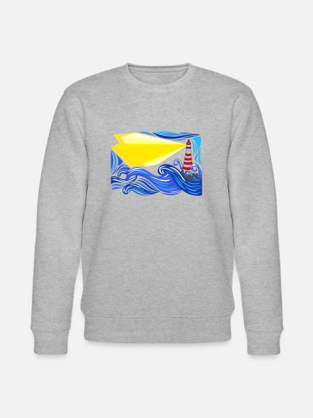 stormy sea with lighthouse - Stanley/Stella CHANGER Unisex Organic Sweatshirt - heather grey