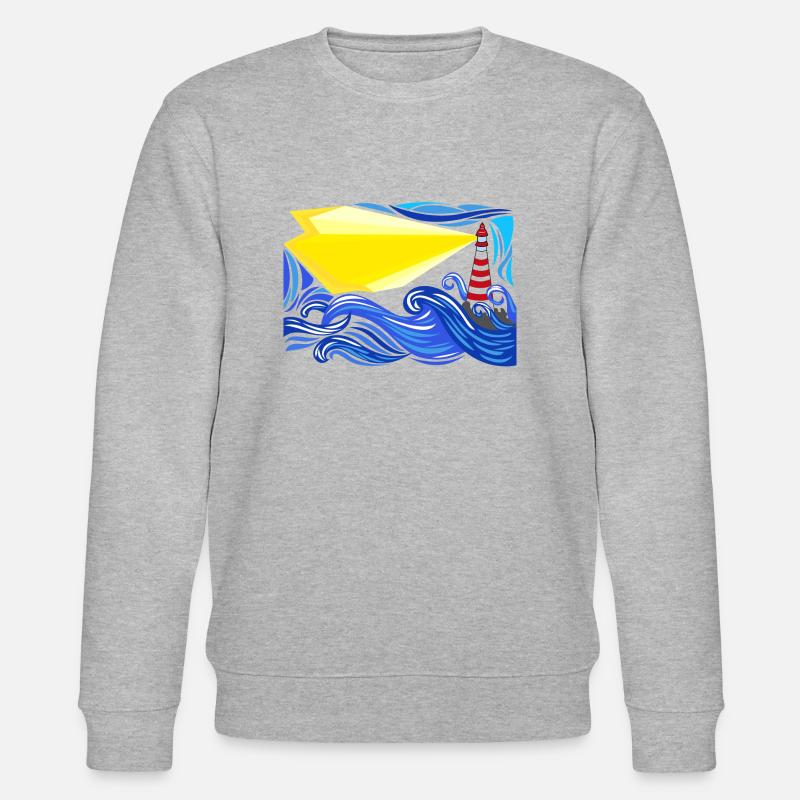 stormy sea with lighthouse - Stanley/Stella CHANGER Unisex Organic Sweatshirt - heather grey