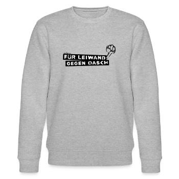 Für Leiwand gegen Oasch - Stanley/Stella Unisex Bio-Sweatshirt CHANGER  - Grau meliert - Vorne - Nik (191cm) & Marisol (170cm)