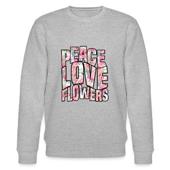 Peace Love Flowers - Stanley/Stella Unisex Bio-Sweatshirt CHANGER  - Grau meliert - Vorne - Nik (191cm) & Marisol (170cm)