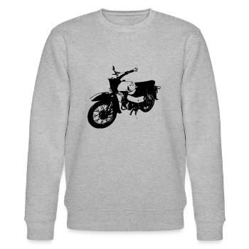 Simson Habicht Schwarz Moped - Stanley/Stella Unisex Bio-Sweatshirt CHANGER  - Grau meliert - Vorne - Nik (191cm) & Marisol (170cm)