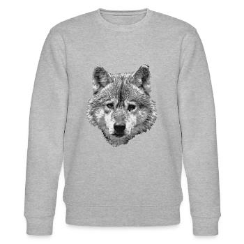 BERIX WOLF Kopf SW - Stanley/Stella Unisex Bio-Sweatshirt CHANGER  - Grau meliert - Vorne - Nik (191cm) & Marisol (170cm)