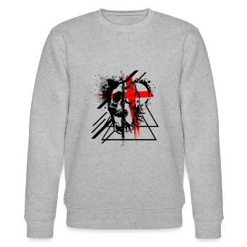 Pit Bull Skull Tattoo Style - Stanley/Stella CHANGER Unisex Organic Sweatshirt - heather grey - Front - Nik (191cm) & Marisol (170cm)