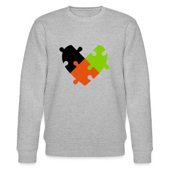 Heart Puzzle - Stanley/Stella CHANGER Unisex Organic Sweatshirt - heather grey - Front - Nik (191cm) & Marisol (170cm)