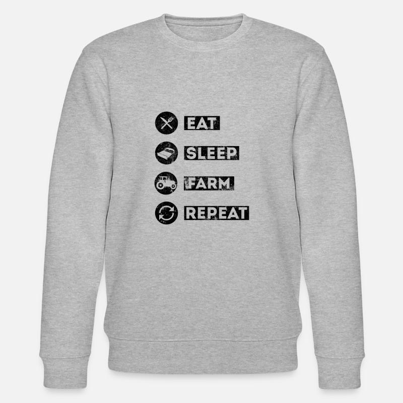 Essen Schlafen Farm Spruch - Stanley/Stella Unisex Bio-Sweatshirt CHANGER  - Grau meliert