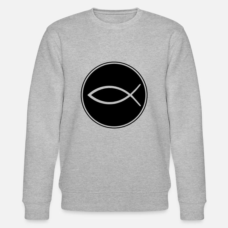 jesus fisch symbol icon - Stanley/Stella Unisex Bio-Sweatshirt CHANGER  - Grau meliert