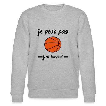 je peux pas jai basket - Sweat bio CHANGER Stanley/Stella Unisexe - gris chiné - Devant - Nik (191cm) & Marisol (170cm)