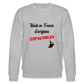 made in France d'origines espagnoles - Sweat bio CHANGER Stanley/Stella Unisexe - gris chiné - Devant - Nik (191cm) & Marisol (170cm)