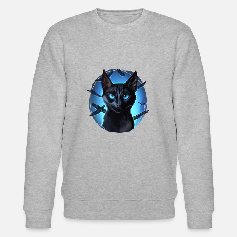 Crowfeather Krähenfeder Schwarze Katze Halloween - Stanley/Stella Unisex Bio-Sweatshirt CHANGER  - Grau meliert