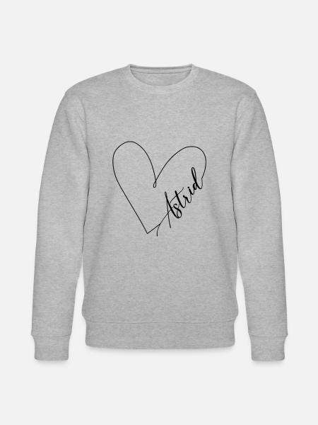 Astrid Navn Hjertelinje - Stanley/Stella økologisk unisex-sweatshirt CHANGER - grå meleret