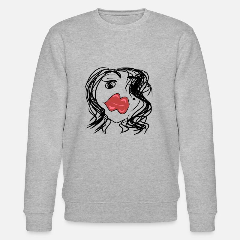 red lips - Stanley/Stella CHANGER Unisex Organic Sweatshirt - heather grey