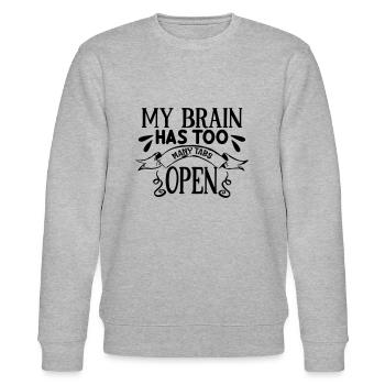 My Brain Has Too Many Tabs Open - Stanley/Stella Unisex Bio-Sweatshirt CHANGER  - Grau meliert - Vorne - Nik (191cm) & Marisol (170cm)