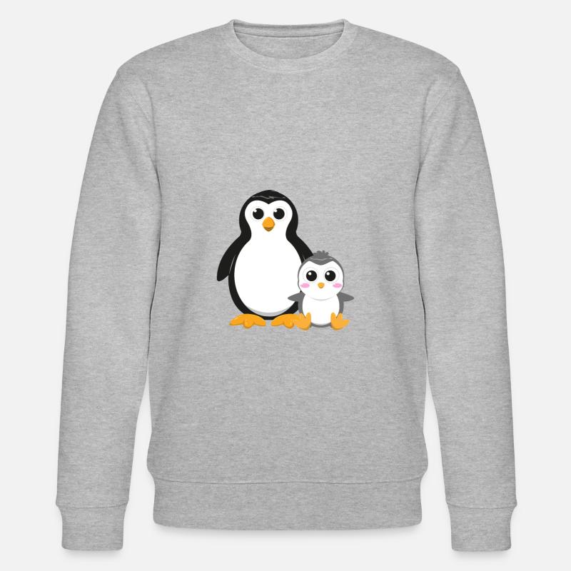Pinguin mit Pinguinbaby - Stanley/Stella Unisex Bio-Sweatshirt CHANGER  - Grau meliert