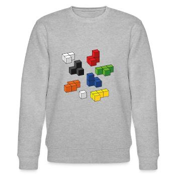 Retrogaming Geschenk Spiel Fun Game Gaming Comuter - Stanley/Stella Unisex Bio-Sweatshirt CHANGER  - Grau meliert - Vorne - Nik (191cm) & Marisol (170cm)