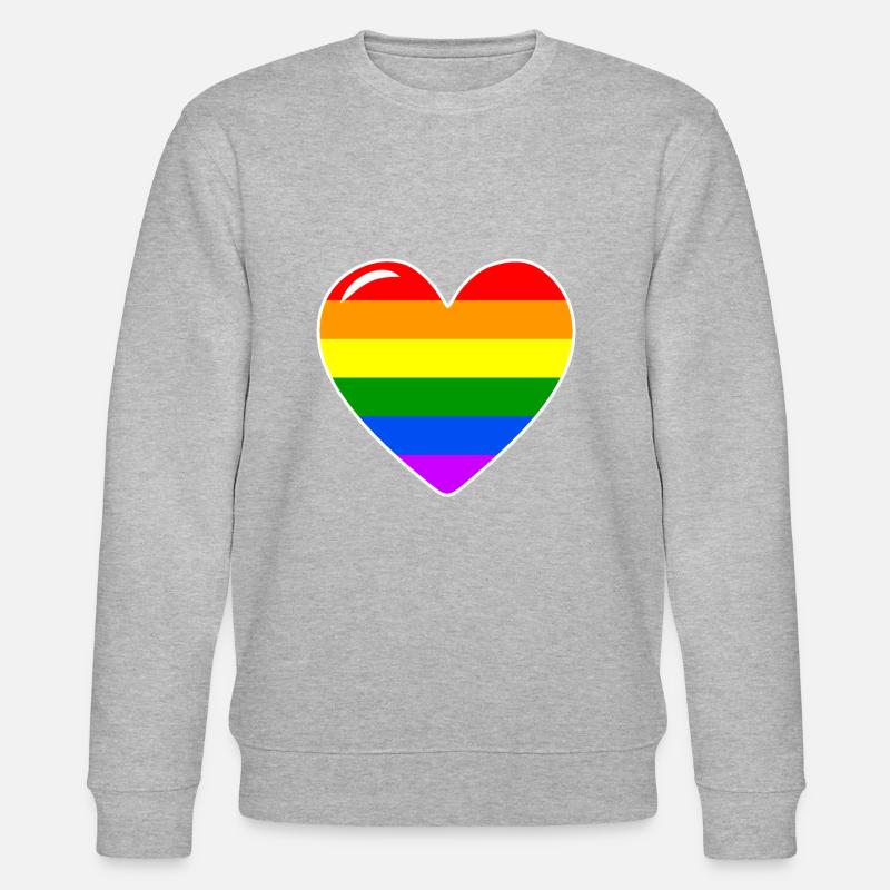 Herz Liebe Regenbogenflagge - Stanley/Stella Unisex Bio-Sweatshirt CHANGER  - Grau meliert