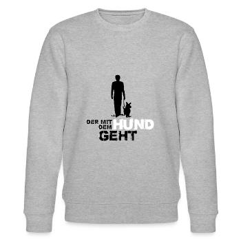 Der mit dem Hund geht - Stanley/Stella Unisex Bio-Sweatshirt CHANGER  - Grau meliert - Vorne - Nik (191cm) & Marisol (170cm)
