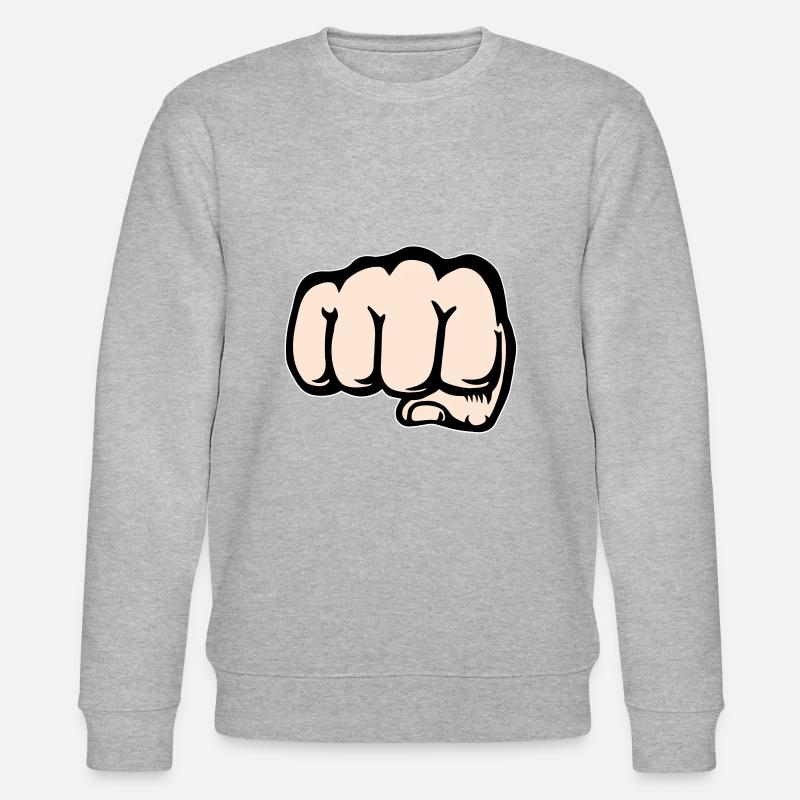 Fist hand icon front - Stanley/Stella CHANGER Unisex Organic Sweatshirt - heather grey