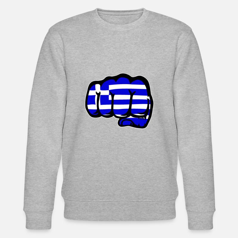 Grèce drapeau main poing - Sweat bio CHANGER Stanley/Stella Unisexe - gris chiné