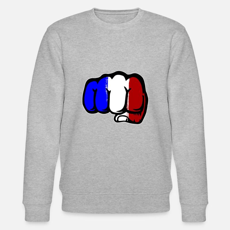 Frankreich Flagge Hand Faust - Stanley/Stella Unisex Bio-Sweatshirt CHANGER  - Grau meliert