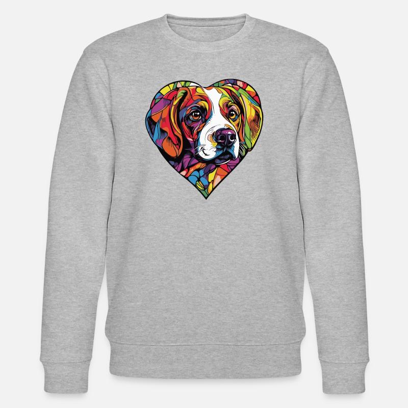 Beagle Chien Coeur Amour - Sweat bio CHANGER Stanley/Stella Unisexe - gris chiné