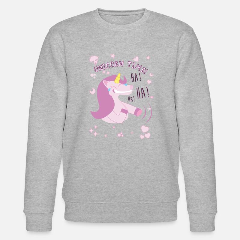 lustige Einhorn - Stanley/Stella Unisex Bio-Sweatshirt CHANGER  - Grau meliert