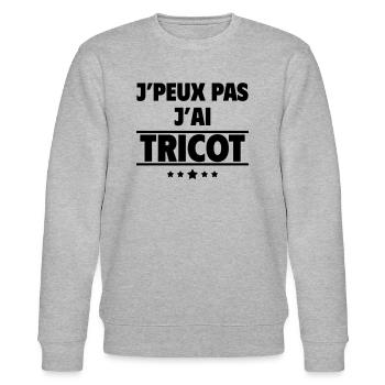J'peux pas j'ai tricot, tricoteur, tricoteuse - Sweat bio CHANGER Stanley/Stella Unisexe - gris chiné - Devant - Nik (191cm) & Marisol (170cm)