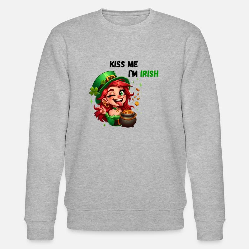 Küss mich, ich bin Ire - Stanley/Stella Unisex Bio-Sweatshirt CHANGER  - Grau meliert