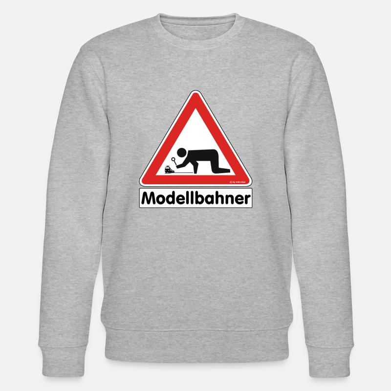 Warnschild "Modellbahner E Lok" - Stanley/Stella Unisex Bio-Sweatshirt CHANGER - Grau meliert