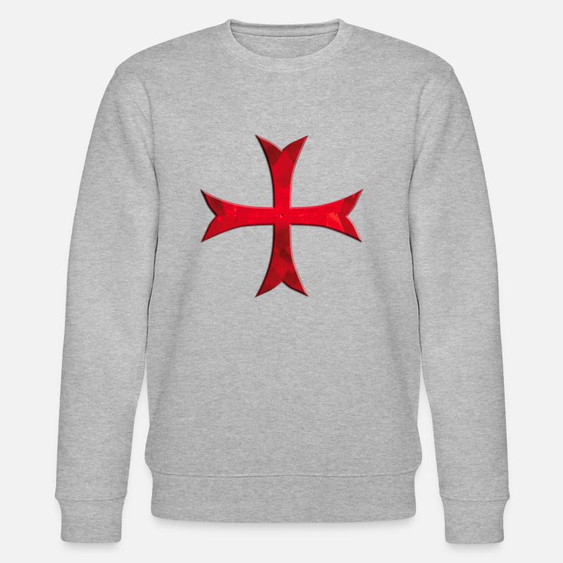 Croix de Templar simplement rouge - Sweat bio CHANGER Stanley/Stella Unisexe - gris chiné