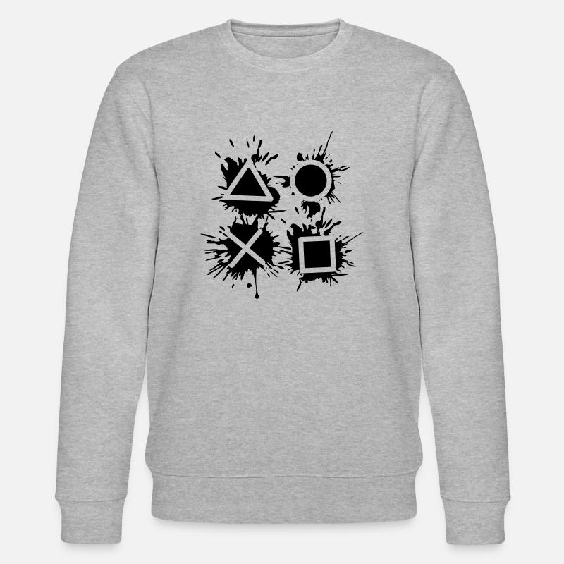 black drop X square triangle symbols controll - Stanley/Stella CHANGER Unisex Organic Sweatshirt - heather grey