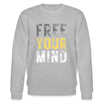 FREE YOUR MIND – Farbe Grau, Gelb, Weiß - Stanley/Stella Unisex Bio-Sweatshirt CHANGER  - Grau meliert - Vorne - Nik (191cm) & Marisol (170cm)