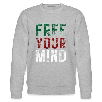 FREE YOUR MIND – Farbe Grün, Rot, Weiß - Stanley/Stella Unisex Bio-Sweatshirt CHANGER  - Grau meliert - Vorne - Nik (191cm) & Marisol (170cm)