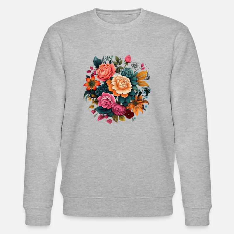 T-Shirts mit psychedelischem Blumenmuster - Stanley/Stella Unisex Bio-Sweatshirt CHANGER - Grau meliert
