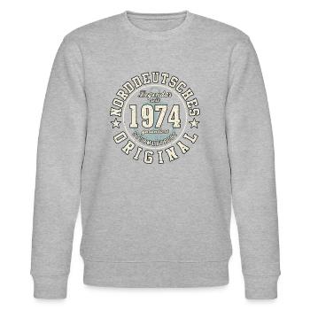 50. Geburtstag Norddeutsches Original geboren 1974 - Stanley/Stella Unisex Bio-Sweatshirt CHANGER  - Grau meliert - Vorne - Nik (191cm) & Marisol (170cm)