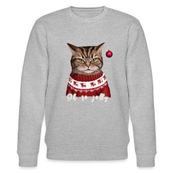 Grumpy Christmas Cat 1 - Charity Shirt - Stanley/Stella CHANGER Unisex Organic Sweatshirt - heather grey - Front - Nik (191cm) & Marisol (170cm)