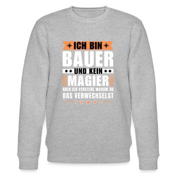 Ich bin Bauer und kein Magier - Stanley/Stella Unisex Bio-Sweatshirt CHANGER  - Grau meliert - Vorne - Nik (191cm) & Marisol (170cm)